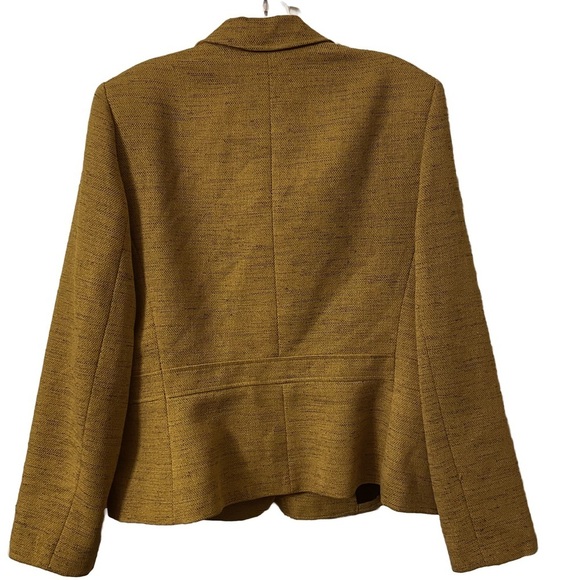 Le Suit Gold Mustard Notched Collar Button Closure Long Sleeves Blazer - Picture 2 of 6